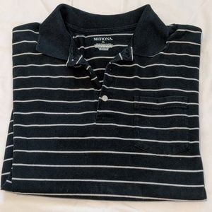 Merona Mens black and cream stripped polo